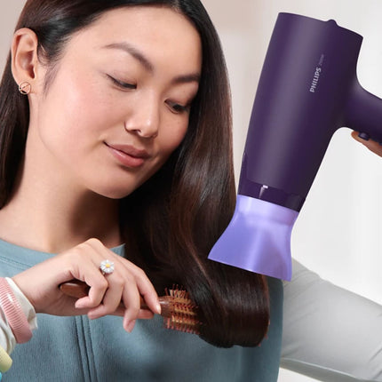 Philips Series 3000 Σεσουάρ 2100W με ThermoProtect για Πανίσχυρο Στέγνωμα σε Χαμηλότερη Θερμοκρασία, Λεπτό Στόμιο 14 mm & 6 Ρυθμίσεις BHD340/10 Μωβ