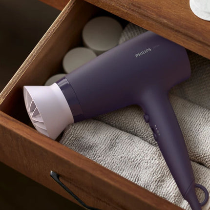 Philips Series 3000 Σεσουάρ 2100W με ThermoProtect για Πανίσχυρο Στέγνωμα σε Χαμηλότερη Θερμοκρασία, Λεπτό Στόμιο 14 mm & 6 Ρυθμίσεις BHD340/10 Μωβ