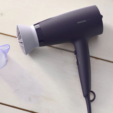 Philips Series 3000 Σεσουάρ 2100W με ThermoProtect για Πανίσχυρο Στέγνωμα σε Χαμηλότερη Θερμοκρασία, Λεπτό Στόμιο 14 mm & 6 Ρυθμίσεις BHD340/10 Μωβ