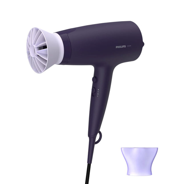 Philips Series 3000 Σεσουάρ 2100W με ThermoProtect για Πανίσχυρο Στέγνωμα σε Χαμηλότερη Θερμοκρασία, Λεπτό Στόμιο 14 mm & 6 Ρυθμίσεις BHD340/10 Μωβ