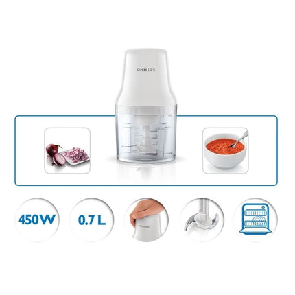 PHILIPS Daily Collection Κόφτης 450W 0,7L για Εύκολο Ψιλό Κόψιμο με Ένα Πάτημα HR1393/00