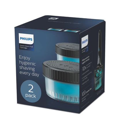 Philips Quick Clean Pod Cartridge Ανταλλακτικές Θήκες Καθαρισμού Ξυριστικής για Υγιεινό Ξύρισμα & Βαθύ Καθαρισμό 2 Τεμάχια CC12/50