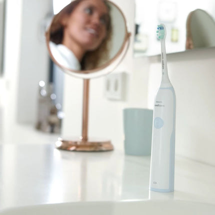 Philips Sonicare DailyClean 2100 Ηλεκτρική Οδοντόβουρτσα με Τεχνολογία Sonicare, QuadPacer, SmarTimer, 1 Λειτουργία Καθαρισμού και έως 31.000 Κινήσεις HX3212/03 Μπλε