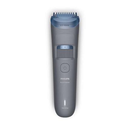 Philips Beard Trimmer Series 3000 Επαναφορτιζόμενο Τρίμερ Γενιών Wet & Dry με 20 Ρυθμίσεις Μήκους, Στρογγυλεμένες Λεπίδες, Αδιάβροχο και Αυτονομία έως 60 Λεπτά BT3615/15 Γκρι