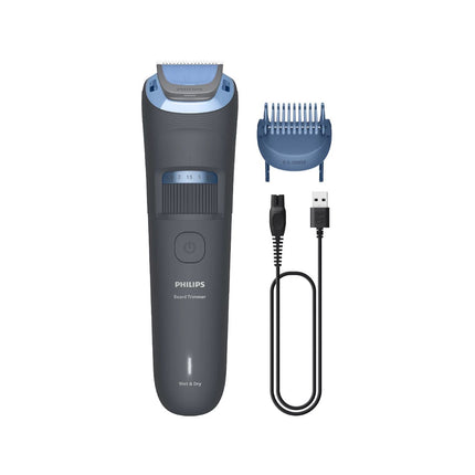 Philips Beard Trimmer Series 3000 Επαναφορτιζόμενο Τρίμερ Γενιών Wet & Dry με 20 Ρυθμίσεις Μήκους, Στρογγυλεμένες Λεπίδες, Αδιάβροχο και Αυτονομία έως 60 Λεπτά BT3617/15 Γκρι Σκούρο