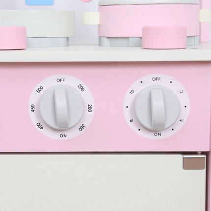 PHOOHI Ξύλινη Παιδική Κουζίνα με Ροζ Πριγκιπικό Στυλ