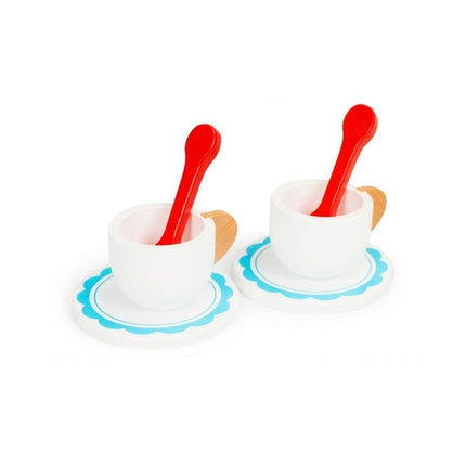 PHOOHI Ξύλινο Σετ Γλυκισμάτων, Παιχνίδι Ρόλων με Πιατέλα, Κούπες & Μπισκότα για Παιδιά από 3 Ετών