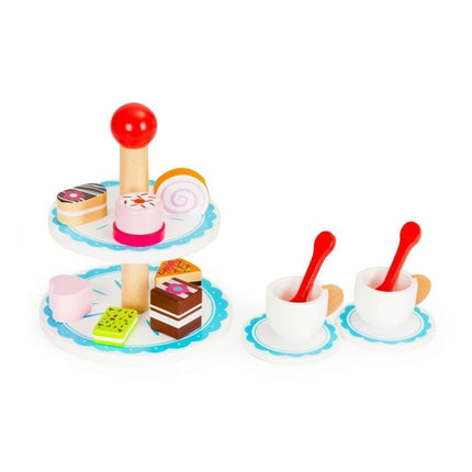 PHOOHI Ξύλινο Σετ Γλυκισμάτων, Παιχνίδι Ρόλων με Πιατέλα, Κούπες & Μπισκότα για Παιδιά από 3 Ετών
