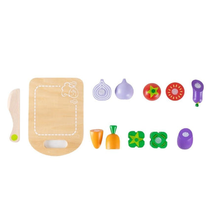 PHOOHI Ξύλινο Σετ Κοπής Λαχανικών με Velcro, Εκπαιδευτικό Παιχνίδι Κουζίνας για Παιδιά από 2 Ετών