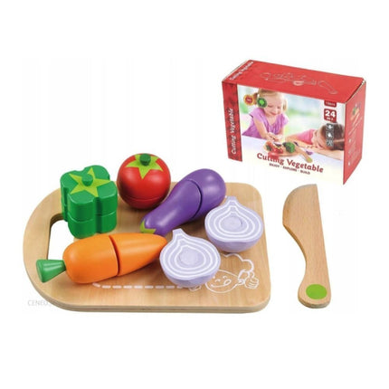 PHOOHI Ξύλινο Σετ Κοπής Λαχανικών με Velcro, Εκπαιδευτικό Παιχνίδι Κουζίνας για Παιδιά από 2 Ετών