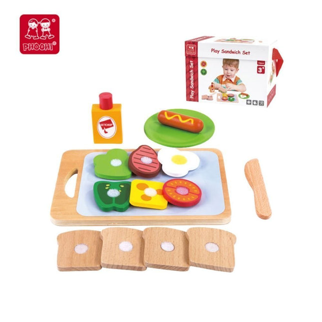 PHOOHI PH01E012 Παιδικό Ξύλινο Παιχνίδι Σετ Σαντουιτς