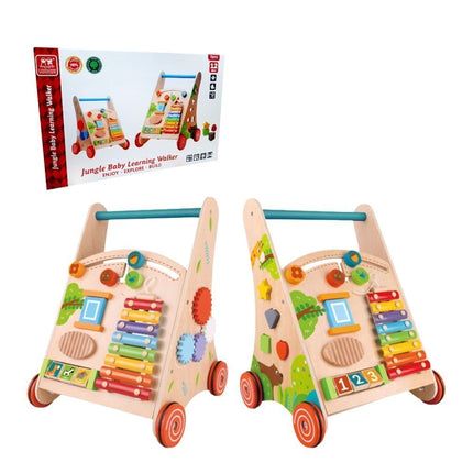 PHOOHI Ξύλινος Περπατούρα Δραστηριοτήτων, Πολυλειτουργικό Κέντρο Παιχνιδιού & Ανάπτυξης Δεξιοτήτων για Παιδιά από 3 Ετών