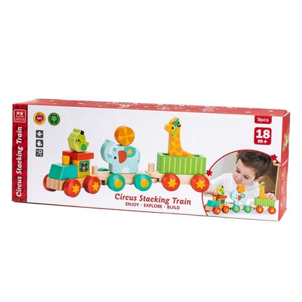 PHOOHI Ξύλινο Εκπαιδευτικό Τρενάκι με Τουβλάκια, Παιχνίδι Στοίβαξης & Κατασκευών για Παιδιά από 18 Μηνών