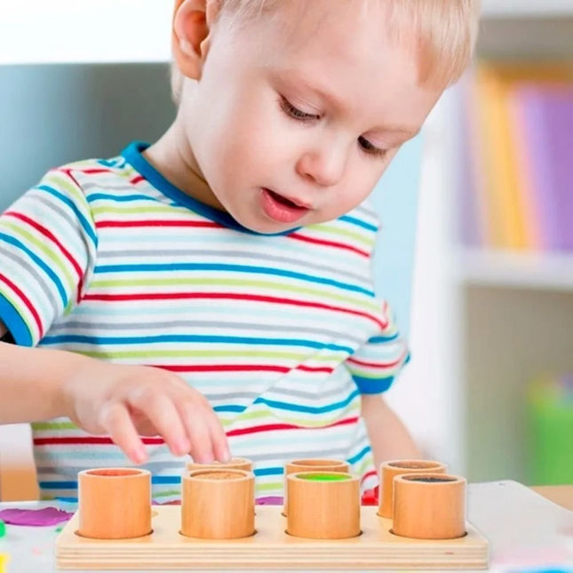 PHOOHI Ξύλινος Αισθητηριακός Πίνακας με 9 Τεμάχια, Εκπαιδετικό Παιχνίδι για Εξερεύνηση Αισθήσεων & Χρωμάτων