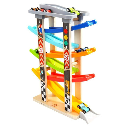 PHOOHI Ξύλινη Πίστα Αυτοκινήτων Montessori, Εκπαιδευτικό STEM Παιχνίδι για Νήπια