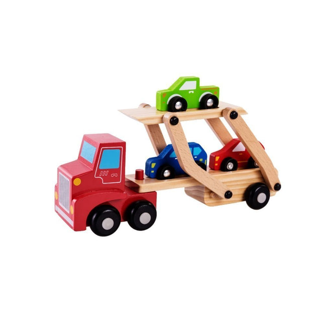 PHOOHI Ξύλινο Φορτηγό Μεταφοράς Αυτοκινήτων, Εκπαιδευτική Ψυχαγωγία για Μικρούς Οδηγούς!