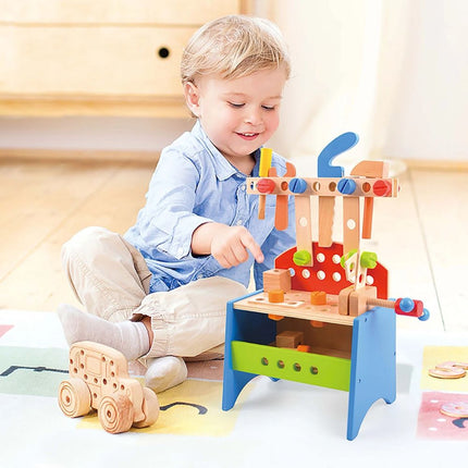 PHOOHI Ξύλινος Πάγκος Εργαλείων για Παιδιά με 34 Τεμάχια, Ιδανικός για Μικρούς Μηχανικούς