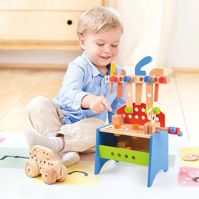 PHOOHI Ξύλινος Πάγκος Εργαλείων για Παιδιά με 34 Τεμάχια, Ιδανικός για Μικρούς Μηχανικούς