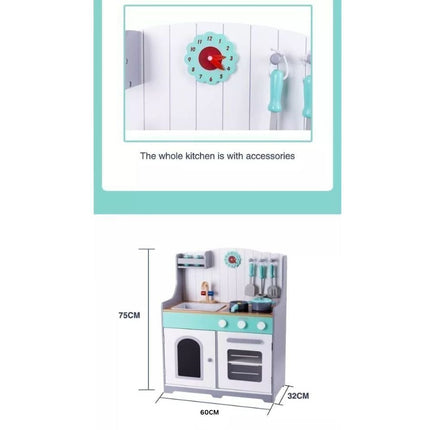 Phoohi Ξύλινη Παιδική Κουζινούλα 60 x 32 x 75cm Λευκό, 3+ Ετών