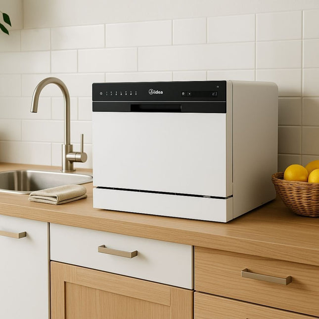 Midea Compact Πλυντήριο Πιάτων 8 Σετ με 7 Προγράμματα, Wi-Fi, Extra Dry & Hygiene 70°C, MTD55S500W Λευκό