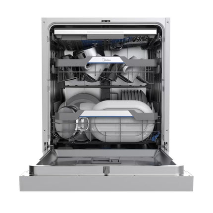 Midea Ημιεντοιχιζόμενο Πλυντήριο Πιάτων 60cm για 14 Σερβίτσια με PowerWash, Natural Dry & Wi-Fi, Inox MDWES1433DB-W