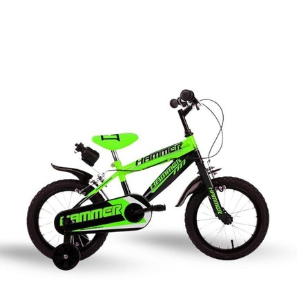Ποδήλατο Hammer με Βοηθητικές Ρόδες 14″ σε Πράσινο/Μαύρο Χρώμα, 3-5 ετών