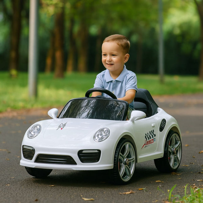 Porche Mini Ηλεκτροκίνητο Αυτοκίνητο 12V με Μουσική, App Control & Τηλεχειριστήριο Άσπρο 2+ Ετών