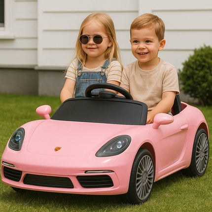 Porche Ηλεκτροκίνητο Αυτοκίνητο 12V με 2 Δερμάτινα Καθίσματα, Λειτουργία Drift, Ηχητικά Εφέ & Bluetooth Ροζ, 3+ Ετών