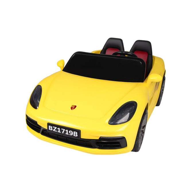 Porche Ηλεκτροκίνητο Αυτοκίνητο 12V με με 2 Δερμάτινα Καθίσματα, Λειτουργία Drift, Ηχητικά Εφέ & Bluetooth Κίτρινο, 3+ Ετών