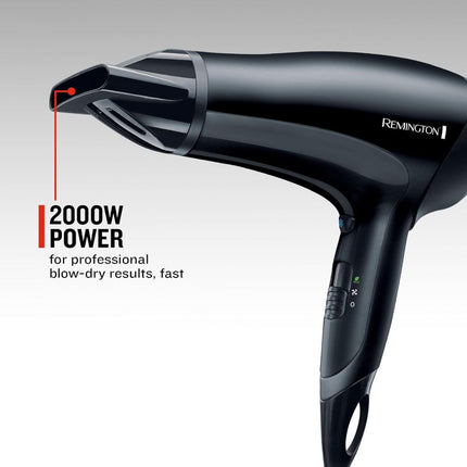 Remington Power Dry Σεσουάρ Μαλλιών 2000W με Κεραμική Ιονική Σχάρα, Οικολογική Ρύθμιση και Κουμπί Κρύου Αέρα D3010