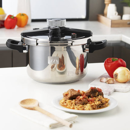 IZZY Χύτρα Ταχύτητας Gourmet 7L 24cm με Τριπλό Πάτο & 2 Ρυθμίσεις Πίεσης Inox