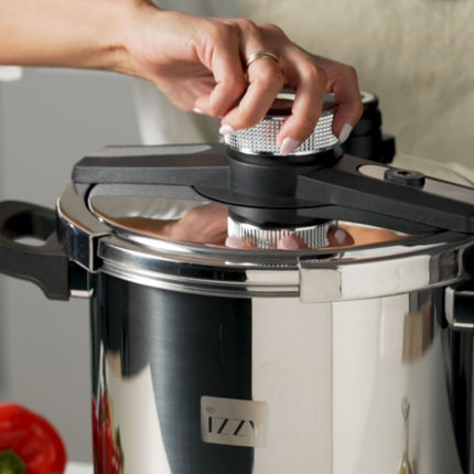 IZZY Χύτρα Ταχύτητας Gourmet 7L 24cm με Τριπλό Πάτο & 2 Ρυθμίσεις Πίεσης Inox