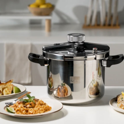 IZZY Χύτρα Ταχύτητας Gourmet 7L 24cm με Τριπλό Πάτο & 2 Ρυθμίσεις Πίεσης Inox