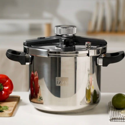 IZZY Χύτρα Ταχύτητας Gourmet 7L 24cm με Τριπλό Πάτο & 2 Ρυθμίσεις Πίεσης Inox