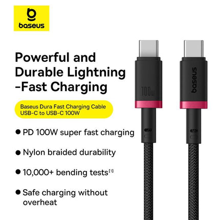 Baseus Cable USB-C to USB-C Dura Braided 1.0m 100W Black+Red