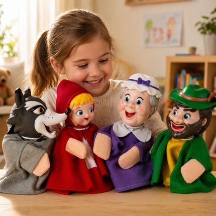 Puppet Valley Κοκκινοσκουφίτσα Σετ Χειροκουκλάκια με Ιστορία 4 Τεμάχια 3+ Ετών