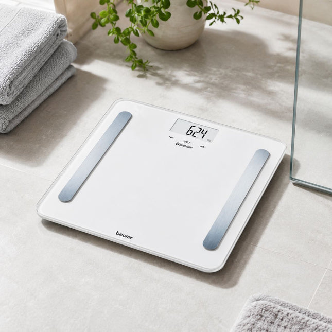 Beurer Pure Bluetooth Διαγνωστική Ζυγαριά Μπάνιου με Ανάλυση Σώματος και Σύνδεση Bluetooth BF 600 Λευκό