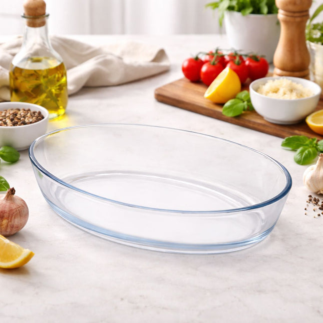 Πυρίμαχο Γυάλινο Οβάλ Ταψί 24x35cm με Χωρητικότητα 3L