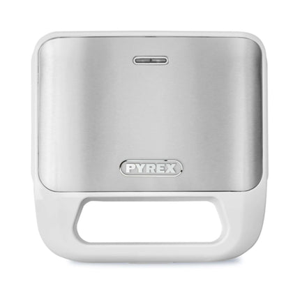 Pyrex Τοστιέρα 800W για 2 Τοστ, Αποσπώμενες Πλάκες με Ραβδώσεις, Αντιθερμική Λαβή SB-298, Λευκή