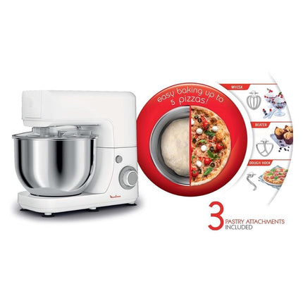 MOULINEX Masterchef Essential Πολυμίξερ Κουζίνας 800W με Μεγάλο Μπολ 4.8L, 6 Ταχύτητες, Ανάμειξη Πλανητικής Κίνησης & Μεταλλικά Αξεσουάρ Ζαχαροπλαστικής QA150110