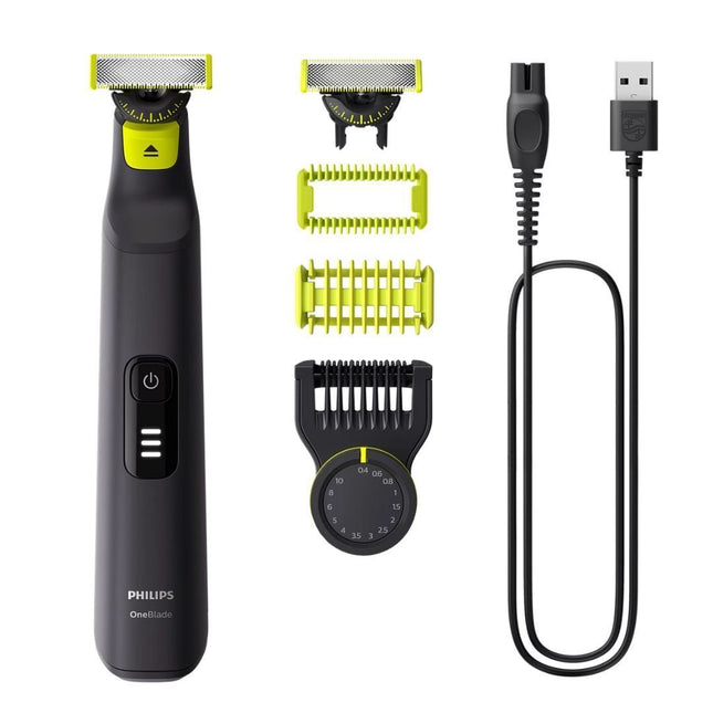 PHILIPS One Blade Pro 360 Επαναφορτιζόμενη Ξυριστική Μηχανή Σώματος & Προσώπου με Πρωτοποριακή Λεπίδα 360°, 14 Ρυθμίσεις Μήκους 0,4-10 mm, Αδιάβροχο, Τεχνολογία Διπλής Προστασίας & έως 90 Λεπτά Λειτουργίας QP6542/15