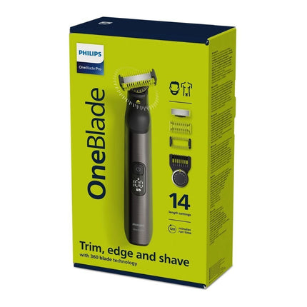 PHILIPS OneBlade Pro 360 Επαναφορτιζόμενη Κουρευτική Μηχανή Σώματος & Προσώπου με Λεπίδα 360°, 14 Ρυθμίσεις Μήκους 0,4-10 mm, Αδιάβροχο, Τεχνολογία Διπλής Προστασίας & έως 120 Λεπτά Λειτουργίας QP6551/15