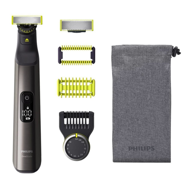 PHILIPS OneBlade Pro 360 Επαναφορτιζόμενη Κουρευτική Μηχανή Σώματος & Προσώπου με Λεπίδα 360°, 14 Ρυθμίσεις Μήκους 0,4-10 mm, Αδιάβροχο, Τεχνολογία Διπλής Προστασίας & έως 120 Λεπτά Λειτουργίας QP6551/15