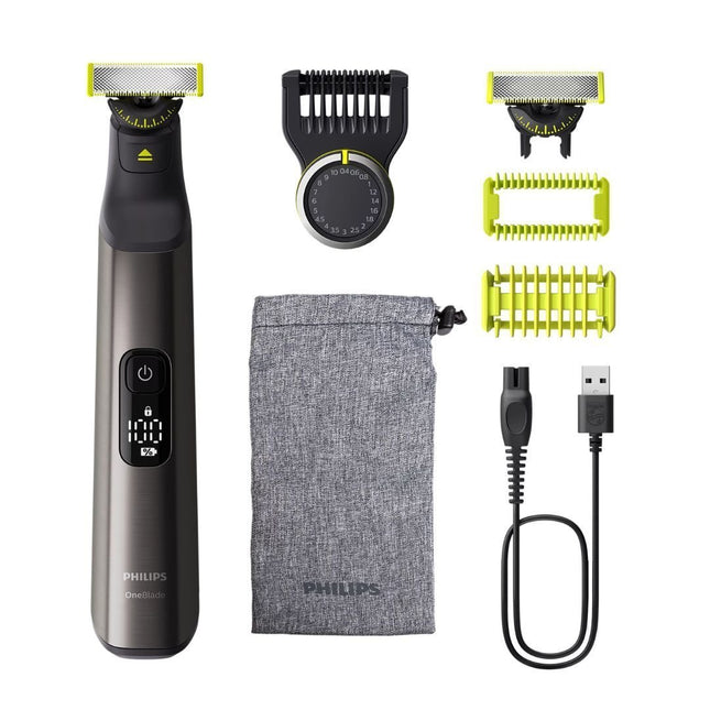 PHILIPS OneBlade Pro 360 Επαναφορτιζόμενη Κουρευτική Μηχανή Σώματος & Προσώπου με Λεπίδα 360°, 20 Ρυθμίσεις Μήκους 0,4-10 mm, Αδιάβροχο, Τεχνολογία Διπλής Προστασίας & έως 120 Λεπτά Λειτουργίας QP6552/15