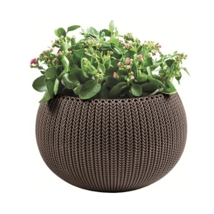 Keter Cozy Rattan Πλαστική Γλάστρα Κρεμαστή M με Αλυσίδα Στερλεωσης 612102 Καφέ