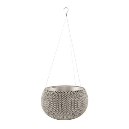 Keter Cozy Rattan Πλαστική Γλάστρα Κρεμαστή L 54×20.4cm με Αλυσίδα Στερλεωσης 612142 Μπεζ