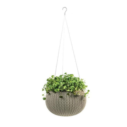 Keter Cozy Rattan Πλαστική Γλάστρα Κρεμαστή L 54×20.4cm με Αλυσίδα Στερλεωσης 612142 Μπεζ