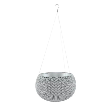Keter Cozy Rattan Πλαστική Γλάστρα Κρεμαστή M με Αλυσίδα Στερλεωσης 612100 Γκρι