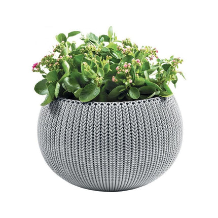 Keter Cozy Rattan Πλαστική Γλάστρα Κρεμαστή M με Αλυσίδα Στερλεωσης 612100 Γκρι