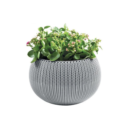 Keter Cozy Rattan Πλαστική Γλάστρα Κρεμαστή S 28x18cm με Αλυσίδα Στερλεωσης 612090 Γκρι
